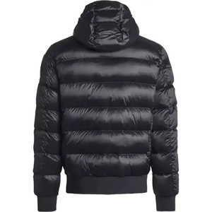 Men's Black Puffer Jacket Solid Color Zipper Closure Windproof Casual Winter <b>Coat</b> Cotton Filling Slim Fit Canvas Quick <b>Dry</b> - Product Image 2