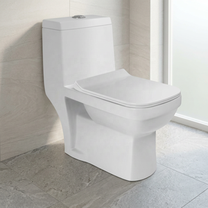 CE Certified Floor Mounted One Piece Ceramic Toilet With High-Efficiency Siphonic Flushing For Architectural Projects - Product Image 3