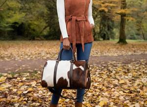 Sac de voyage en cuir de vachette de qualité supérieure, design robuste et portable avec fermeture éclair, pour hommes et femmes, usage sportif LHDB-0080 - Product Image 4