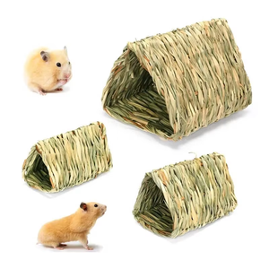 Tunnel pliable en herbe tressée pour lapins, jouet à mâcher en paille pour hamsters, cochons d'Inde et petits animaux, cachette écologique - Product Image 3