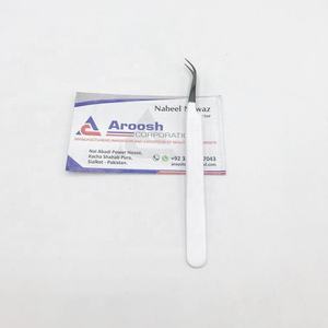 Venta al por mayor profesional de acero inoxidable J Curve pinzas de agarre de pestañas logotipo personalizado blanco polvo recubierto negro sólido extensiones de pestañas - Product Image 2