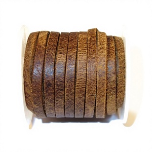 Hot Sale Bulk Flat Genuine <b>Leather</b> Cords Bags 4mm Tan Brown Fashionable CI Brand Custom Logo Cord Jewelry Findings for Jewelry - Product Image 1