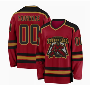 Maillot de hockey sur glace personnalisé pour hommes, manches longues, impression sublimée, polyester anti-humidité, col en V, uniforme adulte - Product Image 3