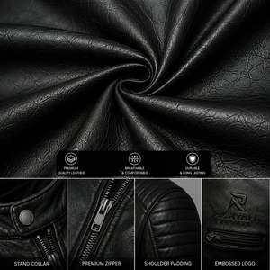 RICHTALK SPORTS Winter Warm <b>Genuine</b> <b>Leather</b> <b>Jacket</b> <b>Men</b> Stand Eco-Friendly Quick Dry Breathable Premium Quality Front - Product Image 6