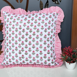 Beautiful Flower Print Cotton Frill Bohemian <b>Pillow</b> Cushion Covers -<b>Sofa</b> Covers Floral Cushion Covers Decorative <b>Pillows</b> - Product Image 1