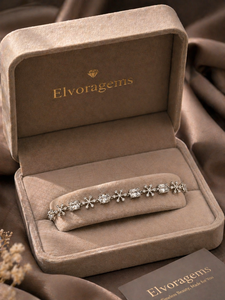 ELVORA GEMS Women's 925 Silver Rhodium Plated Snowflake Diamond Tennis <b>Bracelet</b> Model ELVO27-1 Wedding Jewelry - Product Image 5