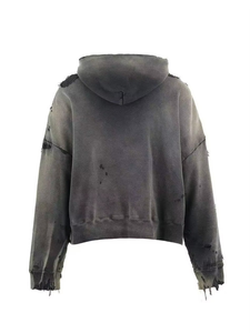 Wholesale Custom Heavyweight Oversized Terry 100% Cotton Streetwear Vintage Acid <b>Wash</b> Print Zipper Distressed Hoodies Men - Product Image 5