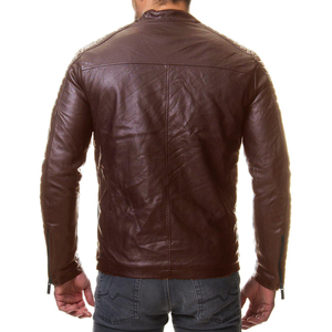 Manufacture Men's Leather <b>Jacket</b> with <b>Canvas</b> Fabric Waterproof And Windproof High Street Style Spring Autumn Casual Wear - Product Image 2