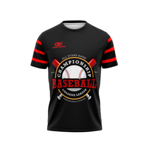 Maillot de baseball personnalisé à col ras du cou avec logo sublimé, faible MOQ, 100 % polyester, respirant, anti-humidité, pour équipes sportives, manches courtes - Product Image 1