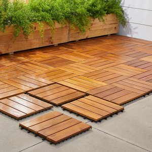 Acacia Wood Waterproof Water Resistant Outdoor Flooring <b>Decking</b> Tiles 4 Slats Anti-Slip Eco-Friendly - Product Image 4