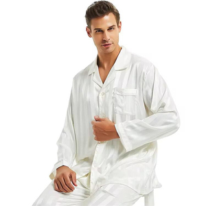 Conjunto de Pijama de Algodón de Lujo Personalizado para Hombre, Primavera/Otoño 2026, Ropa de Dormir Delgada de Manga Larga, Dos Piezas - Product Image 2