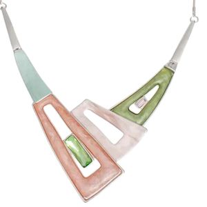 Conjunto de Collar y Pendientes de Cadena de Serpiente Geométrica Rosa y Verde para Mujer, Joyería de Moda Elegante, Accesorio de Regalo para Fiesta - Product Image 3