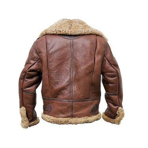 Chaqueta de Cuero Aviador Marrón con Pelaje para Hombre - Product Image 2