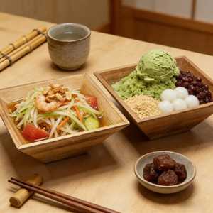 Handmade Wooden Bowls Set Wabi Sabi Style For Salad Serving Natural Wood Grain Crafted <b>Dinnerware</b> Home Use Crafted Bowls - Product Image 1