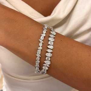 Pulsera de tenis con diamantes cultivados en laboratorio de múltiples formas, personalizada, de oro macizo de 10K, 14K, 18K y plata 925, con corte mixto y engaste de puntas, para novias, venta al por mayor de fábrica - Product Image 4