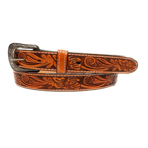 Best Selling Wholesale Supply Floral Embossed Full Grain Western Leather <b>Tooling</b> <b>Belt</b> for Men and Women with Antique buckle set - Product Image 3