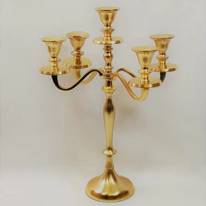 Finest Quality Metal Brass Polished 5 Arms <b>Candelabra</b> For Wedding Restaurant Hotel Decoration Hot Sale Lighting Accent - Product Image 4