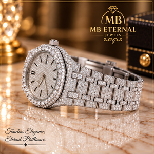 Montre en diamant MB ETERNAL JEWELS unisexe, analogique, quartz, boîtier carré en alliage 41 mm, cadran en verre, boucle à fermoir en moissanite, luxe - Product Image 2
