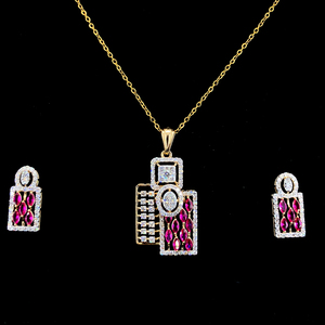 ชุดจี้ทองคำ 14KT ประดับเพชรธรรมชาติทรงบริลเลียนท์ น้ำหนัก 1.56 กะรัต สี FG ความสะอาด VVS-VS ได้รับการรับรองจาก IGI สำหรับผู้หญิง ดีไซน์หรูหรา สวยงาม สง่างาม - Product Image 1