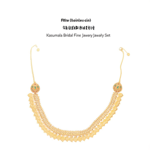 Kasumala <b>Bridal</b> Fine Jewelry Gold Plated <b>Necklace</b> <b>and</b> <b>Earring</b> <b>Set</b> for Wedding - Product Image 3