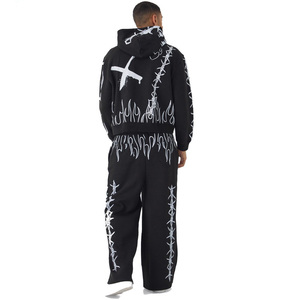 Ensemble de survêtement pour homme en molleton épais 100 % coton, style ninja, avec sweat à capuche fuselé et pantalon de survêtement, ensemble de survêtement personnalisé assorti - Product Image 2