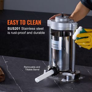 Insaccatrice Manuale per Uso Domestico 2 L/5 LBS in Acciaio Inossidabile, Macchina Verticale per Salsicce con Morsetto Tipo G e Barile per Alimenti - Product Image 6
