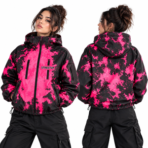 Blouson Unisexe Personnalisé Style Racer avec Patchwork, Poches Zippées, Capuche à Cordon, Imperméable en Nylon, Streetwear Y2K, Coupe-Vent Thermique - Product Image 3