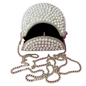 Bolso Mini Pearl UnfoldSelf |   Bolso de mano con cuentas hecho a mano - Bandolera para mujeres y niñas, adornos blancos en metal - Product Image 3