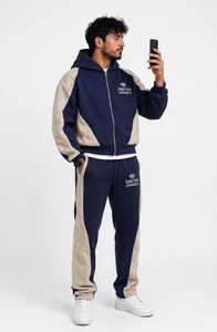 ONETEN APPARELS Conjunto Deportivo 2 en 1 con Capucha para Hombre, Color Negro y Blanco Sólido, Pantalones Deportivos Largos 100% Algodón - Product Image 2