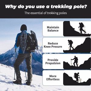 Coppia di Bastoncini da Trekking Regolabili Antiurto Pieghevoli in Alluminio Resistente per Camminata e Escursionismo, Modello per Mano Sinistra - Product Image 6
