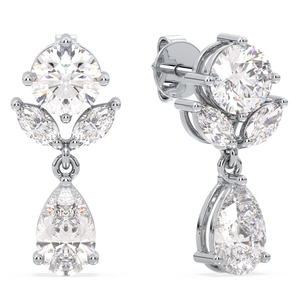 REYES Exquises boucles d'oreilles pendantes en or massif 14 carats avec moissanite taille poire 3,51 carats, bijoux minimalistes pour femme, cadeau d'anniversaire de mariage - Product Image 4