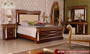 Juego de dormitorio King moderno, acabado brillante de nogal exclusivo, acabado alto brillante, muebles de dormitorio, cama de nogal curvada excelente - Product Image 2