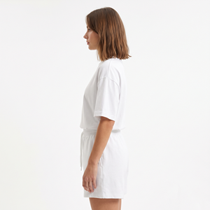 Ensemble de survêtement sportif personnalisé pour femmes, 2 pièces, ensemble d'été, t-shirt uni en coton et polyester, shorts pour femmes - Product Image 2
