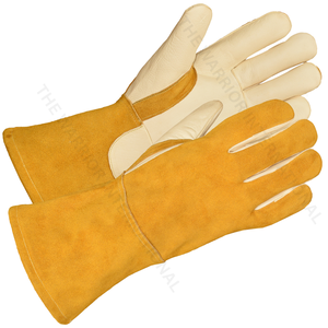 Gants de soudage en cuir résistant à la chaleur de qualité supérieure, en cuir de vachette pleine fleur et croûte, avec doublure en molleton de coton, cousus avec du fil Kevlar robuste - Product Image 6