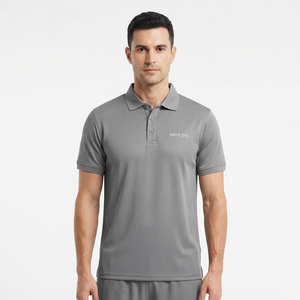 T-shirt de sport de haute qualité, uniforme de travail décontracté, logo personnalisé brodé, polo en polyester imprimé, polo classique couleur anthracite - Product Image 1