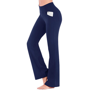 Wholesale Rate <b>Women</b> Solid High Elastic Waist Ankle-Length <b>Flared</b> Legs Pants Scrunch Butt Compression Eco-Friendly Breathable - Product Image 3