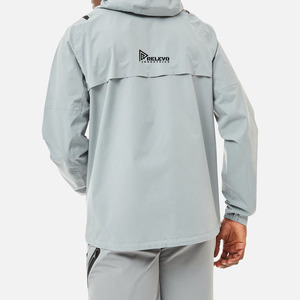 High Quality Custom Men's Summer Hooded Sporty Windbreaker <b>Knitted</b> ODM Shorts <b>Set</b> Solid Pattern Nylon - Product Image 2