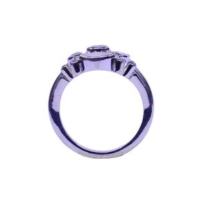 Bague classique en argent sterling 925 plaqué or avec pierres précieuses en pierre de lune arc-en-ciel blanche et topaze blanche, idéale pour les mariages - Product Image 2