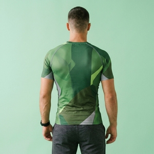 Men Sporty Jersey Sports Compression Shirt Half Sleeve O-Neck Tight Fit Gym Workout Running Athletic - Product Image 2