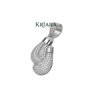 925 <b>Silver</b> Rhodium Plated Moissanite Boxing <b>Glove</b> Pendant Round Cut Unisex Everyday Wear Luxury Charm - Product Image 3