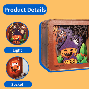 Puzzle 3D in Legno per Adulti, Kit Modello Luci Notturne di Halloween, Decorazioni da Scrivania e Regali di Compleanno per Donne - Product Image 3