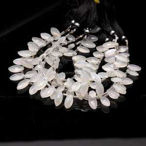 Cuentas de piedra lunar blanca natural facetadas en forma de marquesa de 7x12-8x13 mm, cuentas de piedras preciosas sueltas talladas a mano para la fabricación de joyería al por mayor. - Product Image 3