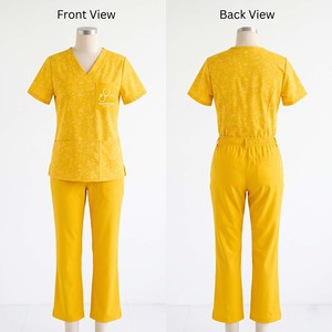 Ensemble de blouses médicales imprimées pour femmes, 95 % polyester, 5 % élasthanne, 180 GSM, extensible et doux, orange, broderie personnalisée, logo par transfert thermique - Product Image 5