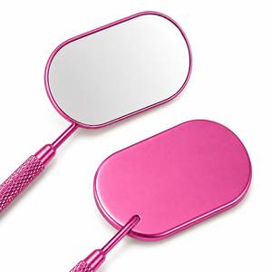 Miroir de maquillage ovale rose avec poignée texturée pour une application précise - Product Image 2