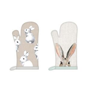 2023 attrayant papillon lapin imprimé manchons 100% coton biologique certifié GOTS cuisine salle à manger linge barbecue gril four mitaines - Product Image 2