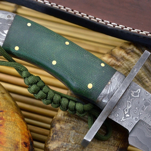 Cuchillo de Caza de Alta Resistencia con Espiga Completa, Equipo Táctico Premium para Supervivencia al Aire Libre y Camping, Mango DIY de Acero de Damasco, 3 Años de Garantía - Product Image 2