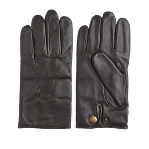 Guantes de Vestir para Hombre, Negros, de Piel de Oveja, Térmicos, Ecológicos, con Pantalla Táctil, Clásicos, de Dedo Completo, Suaves, con Cierre de Botón a Presión - Product Image 1