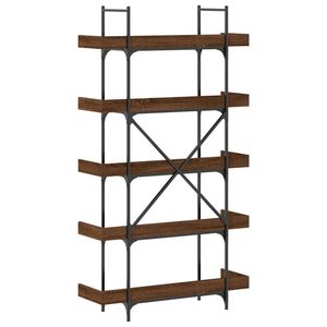Librería de madera de ingeniería en roble marrón con patas metálicas medianas ajustables, convenientemente ajustables para mayor comodidad y estabilidad - Product Image 6