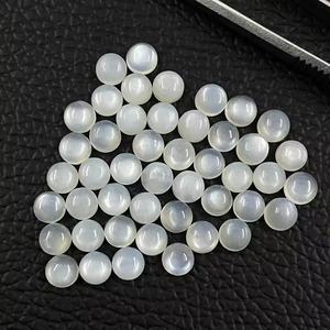 Pierres de lune rondes cabochonnées de 6 mm, pierres précieuses naturelles blanches, prix le plus bas, qualité AAA, pierres de lune en gros, pierres semi-précieuses - Product Image 2