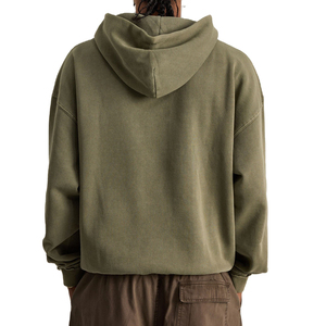 เสื้อฮู้ดผู้ชายสีเขียวมะกอก ผ้าฟลีซ 100% คอตตอน ทรงปกติ สวมใส่สบาย ระบายอากาศได้ดี เป็นมิตรกับสิ่งแวดล้อม เหมาะสำหรับฤดูหนาว - Product Image 3